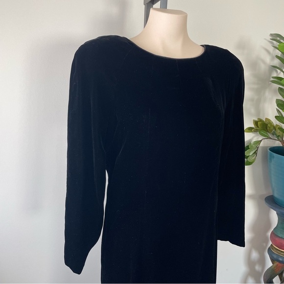 80s Vintage Chetta B Velvet Velour Dress Black Goth Witchy Gothic Wiccan - Picture 5 of 9